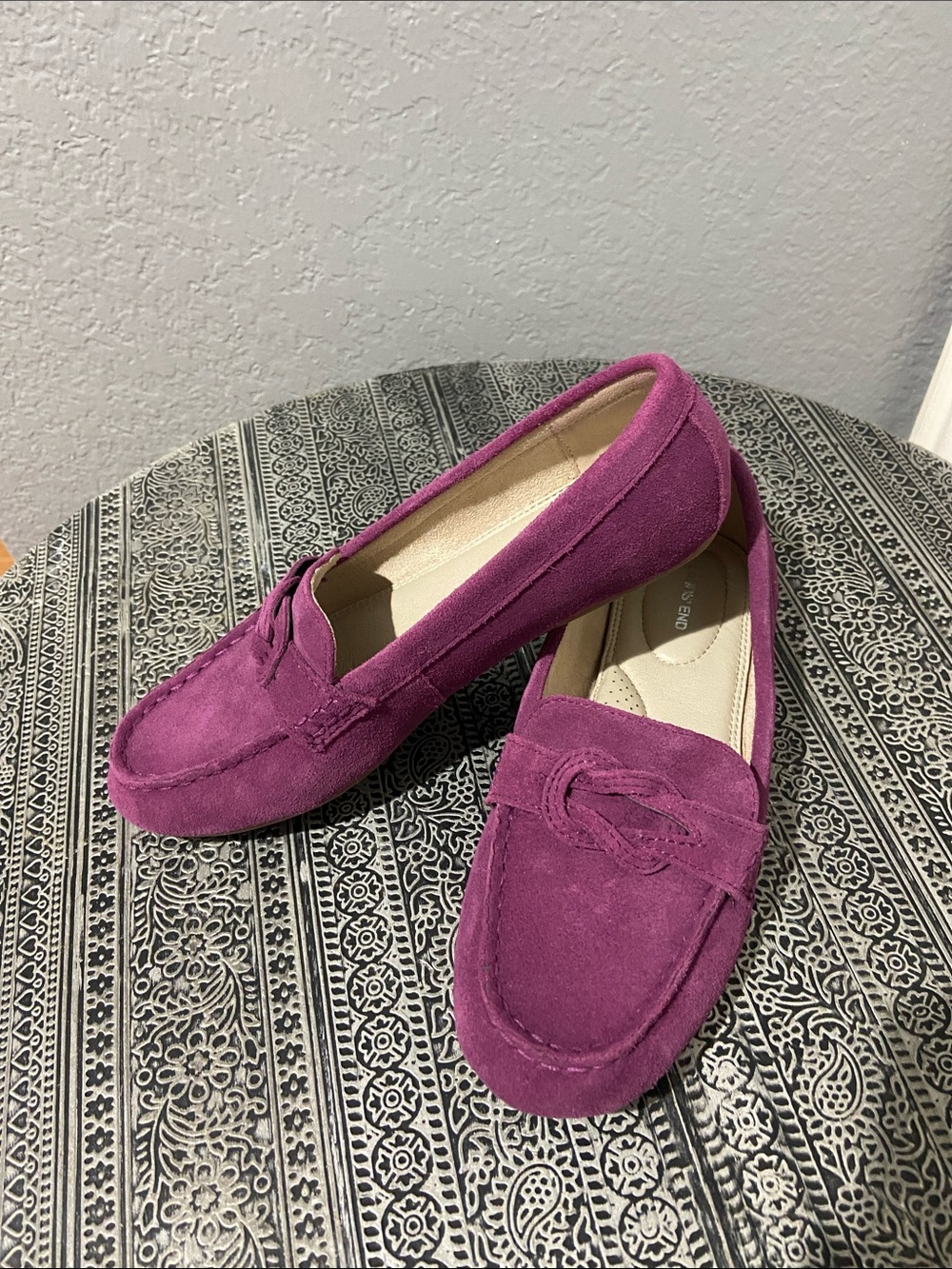 Lands' End Violet Suede Knot-Trim Loafers